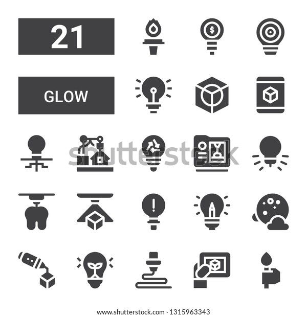 Glow Icon Set Collection 21 Filled Stock Vector (Royalty Free ...