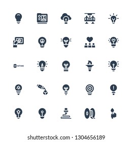 Glow Icon Set. Collection Of 25 Filled Glow Icons Included Torch, D, Lightbulb, Idea, Bulb, Showtime, Inspiration