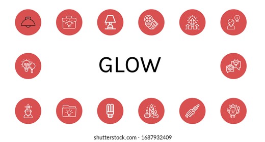 glow icon set. Collection of Light, Idea, Lighting, Lightbulb, Light bulb, Candles, Spark icons