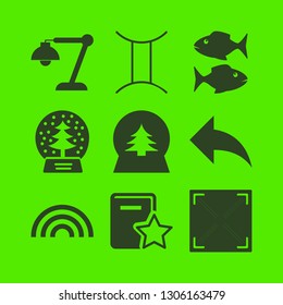 glow icon set with pisces, arrows and gemini vector illustration