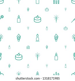 glow icons pattern seamless white background. Included editable outline candle, torch, sparkler, light bulb, fluorescent lamp, sparklers icons. glow icons for web and mobile.