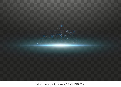 Glow isolated blue transparent effect, lens flare, explosion, glitter, line, sun flash, spark and stars. For illustration template art design, banner for Christmas celebrate, magic flash energy ray