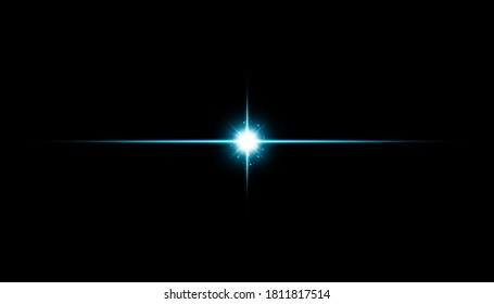 Efecto transparente azul brillante aislado, destello de lente, explosión, brillo, línea, destello solar, chispa y estrellas. Para el diseño artístico de plantillas de ilustración, banner para celebrar Navidad, rayo de energía flash mágico