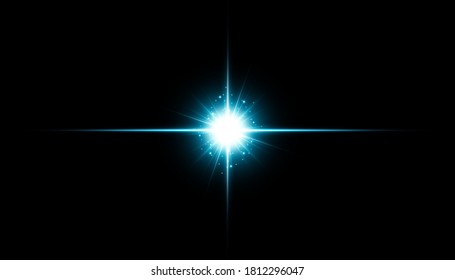 Glow isolated blue transparent effect, lens flare, explosion, glitter, line, sun flash, spark and stars. For illustration template art design, banner for Christmas celebrate, magic flash energy ray