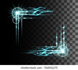 Glow isolated blue transparent effect, lens flare, explosion, glitter, line, sun flash, spark and stars. For illustration template art design, banner for Christmas celebrate, magic flash energy ray.