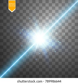 Glow isolated blue transparent effect, lens flare, explosion, glitter, line, sun flash, spark and stars. For illustration template art design, banner for Christmas celebrate, magic flash energy ray