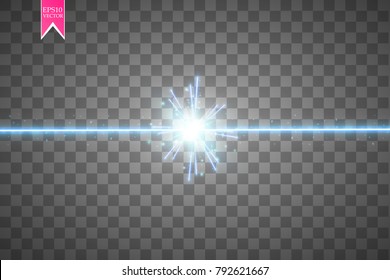 Glow isolated blue transparent effect, lens flare, explosion, glitter, line, sun flash, spark and stars. For illustration template art design, banner for Christmas celebrate, magic flash energy ray