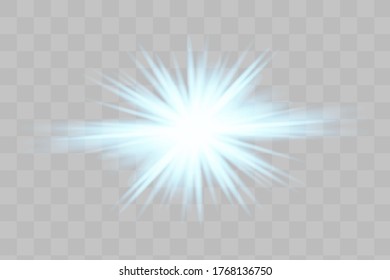 Glow isolated blue transparent light effect set, lens flare, explosion, glitter, line, sun flash, spark and stars. Abstract special effect element design.