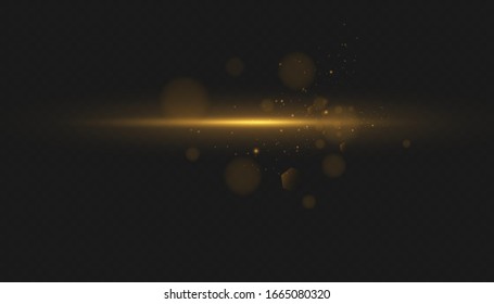 Glow isolated gold transparent effect, lens flare, explosion, glitter, line, sun flash, spark and stars. For illustration template art design, banner for Christmas celebrate, magic flash energy ray