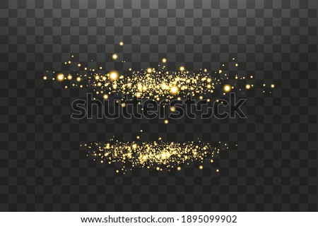 Glow isolated gold transparent effect, lens flare, explosion, glitter, line, sun flash, spark and stars. For illustration template art design, banner for Christmas celebrate, magic flash energy ray