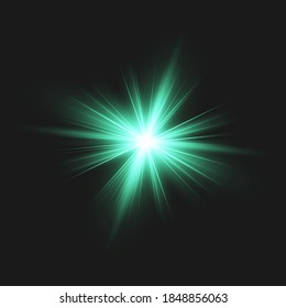 Glow isolated green light effect, lens flare 