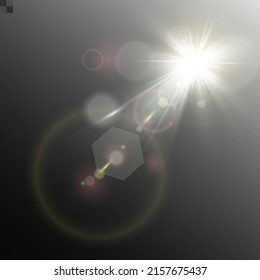 Glow isolated  light effect set, lens flare, explosion, glitter, line, sun flash and stars. Abstract special effect element design. Shine ray with lightning