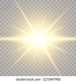 Glow isolated light effect set, lens flare, explosion, glitter, line, sun flash and stars. Abstract special effect element design. Shine ray with lightning	