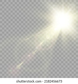 Glow isolated light effect set, lens flare, explosion, glitter, line, sun flash and stars. Abstract special effect element design. Shine ray with lightning	