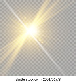 Glow isolated light effect set, lens flare, explosion, glitter, line, sun flash and stars. Abstract special effect element design. Shine ray with lightning
