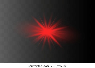 Efecto luminoso rojo aislado brillante, flor de lente 