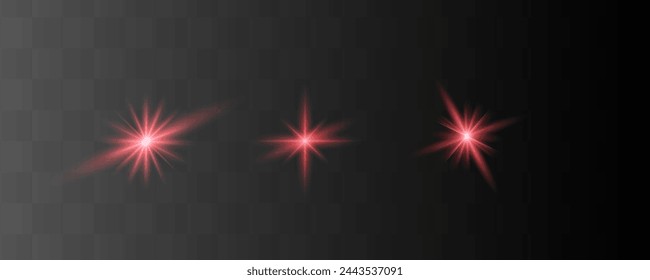 Glow isolated red light effect, lens flare, explosion, glitter, line, sun flash, spark and stars. Abstract special effect element design.