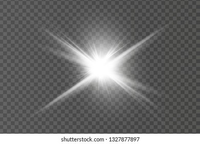 Glow isolated white light effect, lens flare, explosion, glitter, line, sun flash, spark and stars. Abstract special effect element design.