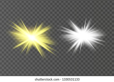 Glow isolated white light effect, lens flare, explosion, glitter, line, sun flash, spark and stars. Abstract special effect element design.