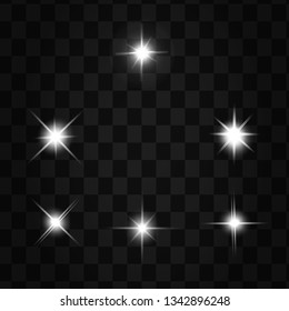 Glow isolated white light effect, lens flare, explosion, glitter, line, sun flash, spark and stars. Abstract special effect element design.