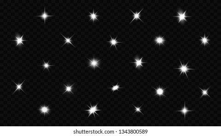 Glow isolated white light effect, lens flare, explosion, glitter, line, sun flash, spark and stars. Abstract special effect element design.