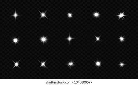 Glow isolated white light effect, lens flare, explosion, glitter, line, sun flash, spark and stars. Abstract special effect element design.