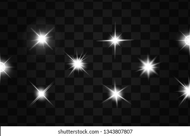 Glow isolated white light effect, lens flare, explosion, glitter, line, sun flash, spark and stars. Abstract special effect element design.