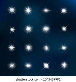 Glow isolated white light effect, lens flare, explosion, glitter, line, sun flash, spark and stars. Abstract special effect element design.