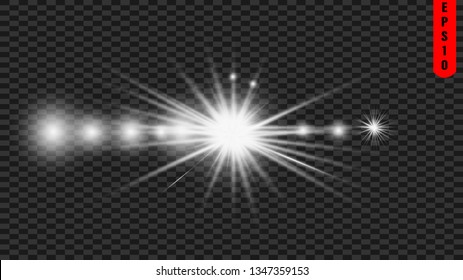 Glow isolated white light effect, lens flare, explosion, glitter, line, sun flash, spark and stars. Abstract special effect element design