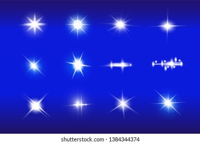 Glow isolated white light effect, lens flare, explosion, glitter, line, sun flash, spark and stars. Abstract special effect element design.