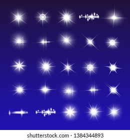 Glow isolated white light effect, lens flare, explosion, glitter, line, sun flash, spark and stars. Abstract special effect element design.