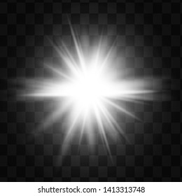 Glow isolated white light effect, lens flare, explosion, glitter, line, sun flash, spark and stars. Abstract special effect element design.