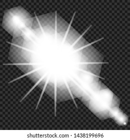 Glow isolated white light effect, lens flare, explosion, glitter, line, sun flash, spark and stars. Abstract special effect element design.
