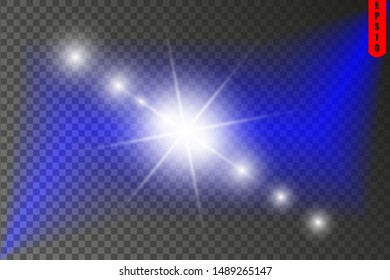 Glow isolated white light effect, lens flare, explosion, glitter, line, sun flash, spark and stars. Abstract special effect element design.