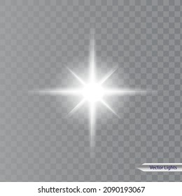 Efecto luminoso blanco aislado brillante, flor de lente 