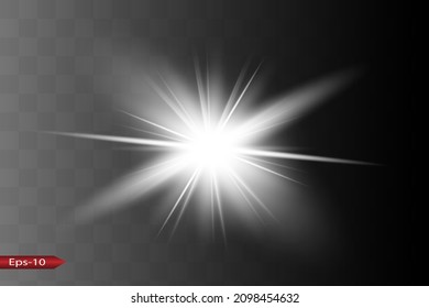 Glow isolated white light effect, lens flare 