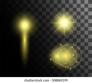 Glow isolated white transparent effect, lens flare, explosion, glitter, line, sun flash, spark and stars. For illustration template art design, banner for Christmas celebrate, magic flash energy ray