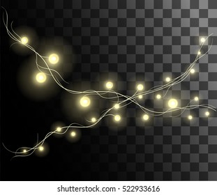 Glow isolated white transparent effect, line, sun flash, spark and stars. For illustration template art design, banner for Christmas celebrate, magic flash energy ray electric garland
