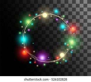 Glow isolated white transparent effect, line, sun flash, spark and stars. For illustration template art design, banner for Christmas celebrate, magic flash energy ray electric garland