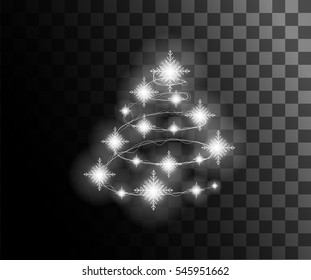 Glow isolated white transparent effect, line, sun flash, spark and stars. For illustration template art design, banner for Christmas celebrate, magic flash energy ray electric garland