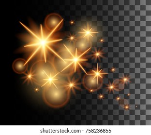 Glow isolated white transparent effect, lens flare, explosion, glitter, line, sun flash, spark and stars. For illustration template art design, banner for Christmas celebrate, magic flash energy ray.