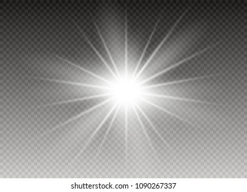 Glow isolated white transparent light effect set, lens flare, explosion, glitter, line, sun flash, spark and stars. Abstract special effect element design. Shine ray with lightning