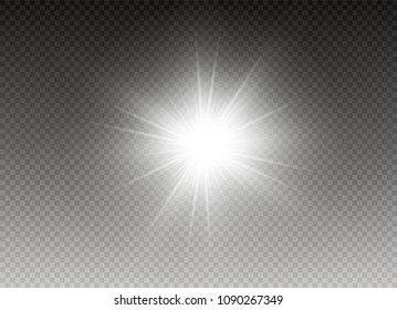 Glow isolated white transparent light effect set, lens flare, explosion, glitter, line, sun flash, spark and stars. Abstract special effect element design. Shine ray with lightning