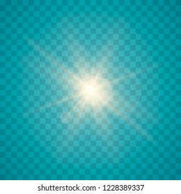 Glow isolated white transparent light effect set, lens flare, explosion, glitter, line, sun flash, spark and stars.