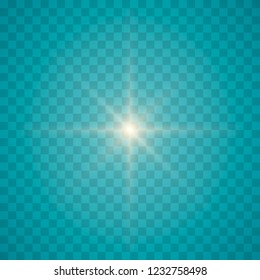 Glow isolated white transparent light effect set, lens flare, explosion, glitter, line, sun flash, spark and stars.