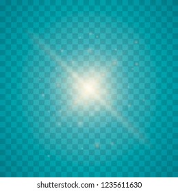 Glow isolated white transparent light effect set, lens flare, explosion, glitter, line, sun flash, spark and stars.