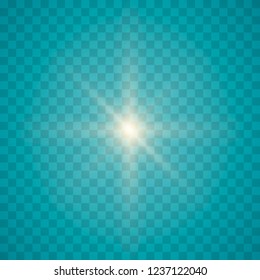 Glow isolated white transparent light effect set, lens flare, explosion, glitter, line, sun flash, spark and stars.