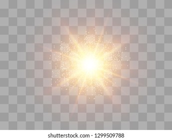 Glow isolated white transparent light effect set, lens flare, explosion, glitter, line, sun flash, spark and stars. Abstract special effect element design. Shine ray with lightning