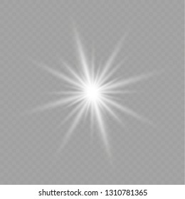 Glow isolated white transparent light effect set, lens flare, explosion, glitter, line, sun flash, spark and stars. Abstract special effect element design.