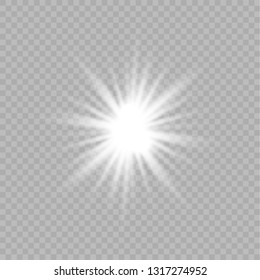 Glow isolated white transparent light effect set, lens flare, explosion, glitter, line, sun flash, spark and stars. Abstract special effect element design.